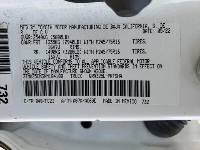 3TMAZ5CN3NM184188 - 2022 TOYOTA TACOMA DOUBLE CAB Ağ foto 12