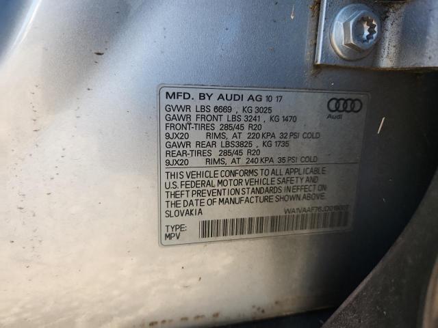 WA1VAAF76JD019007 - 2018 AUDI Q7 PRESTIGE Srebrny zdjęcie 13