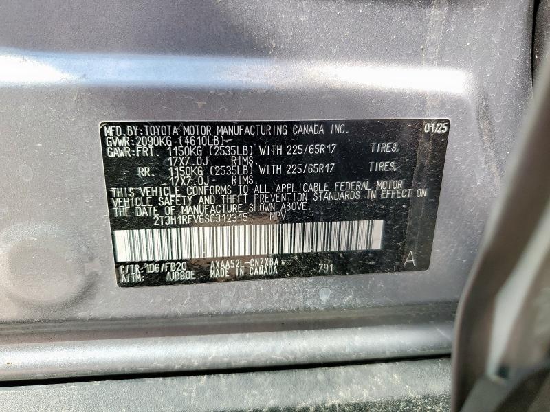 2T3H1RFV6SC312315 - 2025 TOYOTA RAV4 LE ნაცრისფერი ფოტო 13