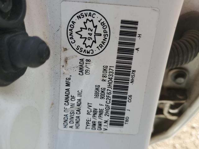 2HGFC2F67JH043371 - 2018 HONDA CIVIC LX Weiß Foto 13