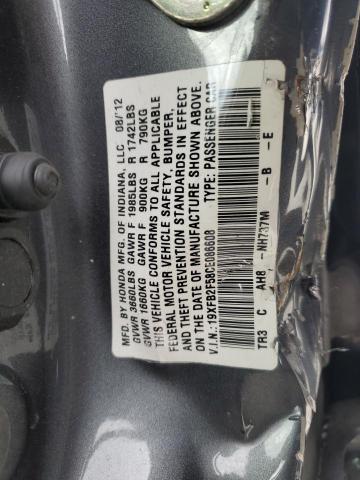 19XFB2F58CE086608 - 2012 HONDA CIVIC LX GRAY photo 13