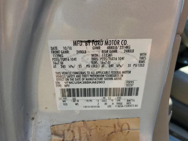 1FMCU5K38BKA62903 - 2011 FORD ESCAPE HYBRID ვერცხლისფერი ფოტო 12