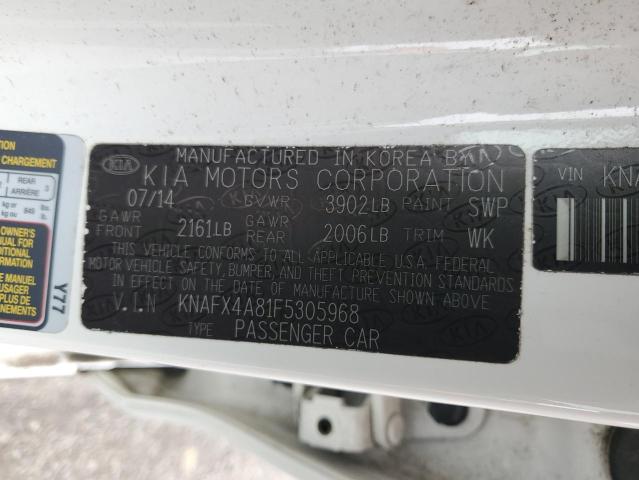 KNAFX4A81F5305968 - 2015 KIA FORTE EX WHITE photo 12
