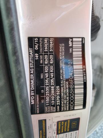 WDCGG5HB6FG425701 - 2015 MERCEDES-BENZ GLK 350 Білий фото 13