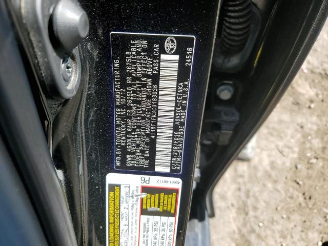 4T1BF1FK3CU183036 - 2012 TOYOTA CAMRY BASE შავი ფოტო 12