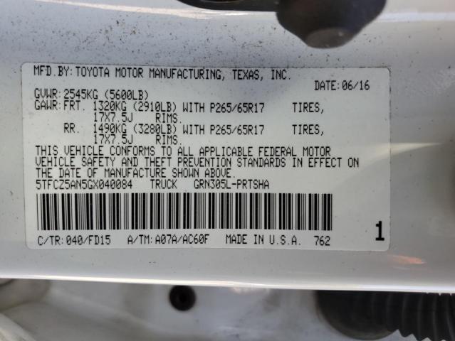 5TFCZ5AN5GX040084 - 2016 TOYOTA TACOMA DOUBLE CAB Weiß Foto 12