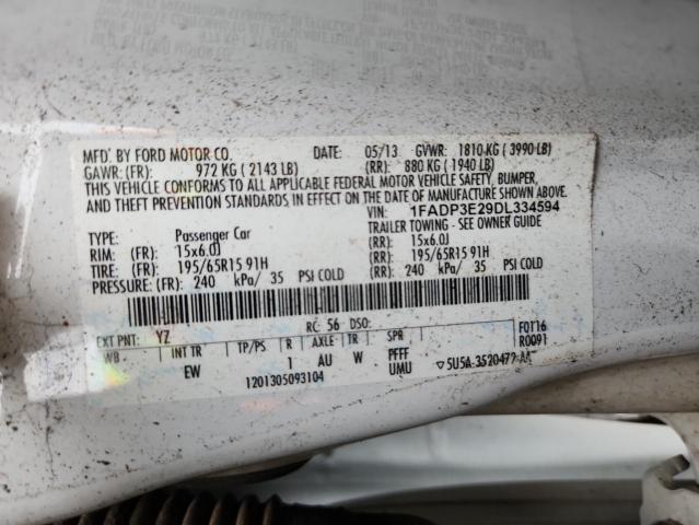 1FADP3E29DL334594 - 2013 FORD FOCUS S WHITE photo 13