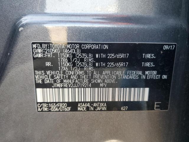 JTMBFREV2JJ719214 - 2018 TOYOTA RAV4 LE GRAY photo 13