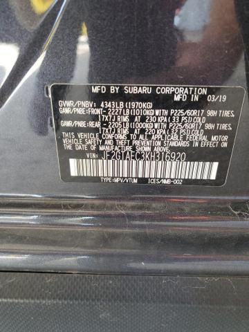 JF2GTAEC3KH316920 - 2019 SUBARU CROSSTREK PREMIUM Сірий фото 13