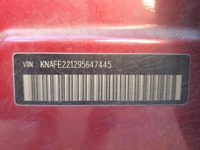 KNAFE221295647445 - 2009 KIA SPECTRA EX RED photo 12