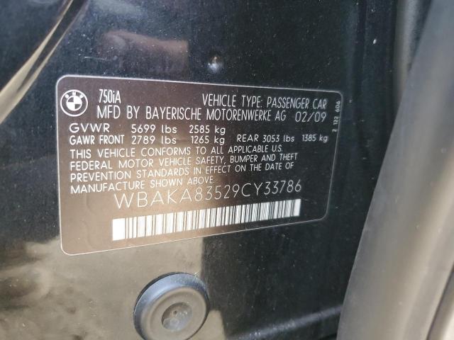 WBAKA83529CY33786 - 2009 BMW 750 I BLACK photo 12