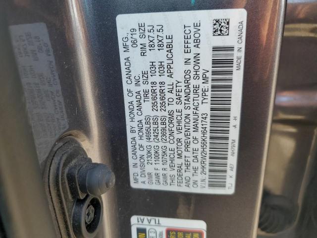 2HKRW2H56KH641743 - 2019 HONDA CR-V EX Gris foto 12