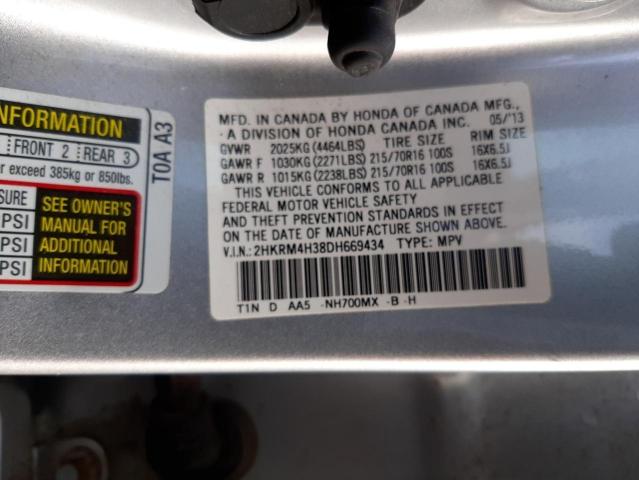 2HKRM4H38DH669434 - 2013 HONDA CR-V LX SILVER photo 13