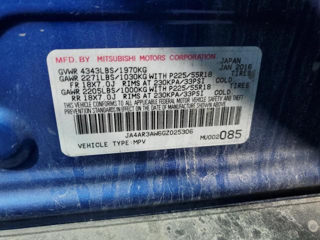 JA4AR3AW6GZ025306 - 2016 MITSUBISHI OUTLANDER SPORT ES Bleu photo 12