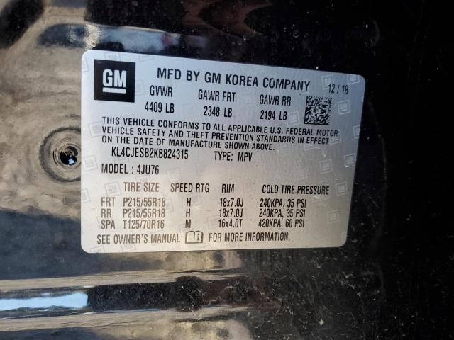 KL4CJESB2KB824315 - 2019 BUICK ENCORE PREFERRED BLACK photo 13