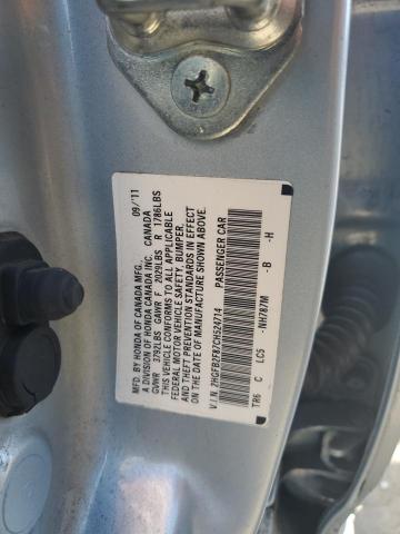 2HGFB2F87CH524714 - 2012 HONDA CIVIC EX SILVER photo 12