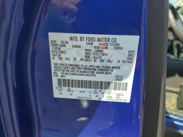 1FMCU95H36KC63791 - 2006 FORD ESCAPE HEV Mavi foto 12