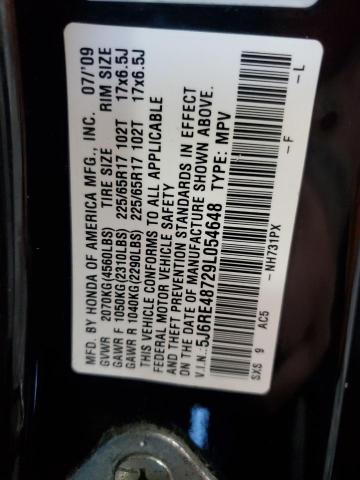 5J6RE48729L054648 - 2009 HONDA CR-V EXL BLACK photo 14