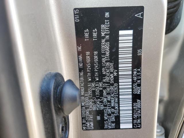 5TDJKRFH4FS122639 - 2015 TOYOTA HIGHLANDER XLE SILVER photo 13