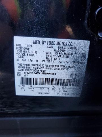 1FM5K8AW1MNA04581 - 2021 FORD EXPLORER POLICE INTERCEPTOR BLACK photo 13