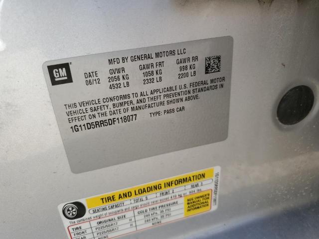 1G11D5RR5DF118077 - 2013 CHEVROLET MALIBU 1LT 银色 照片 12