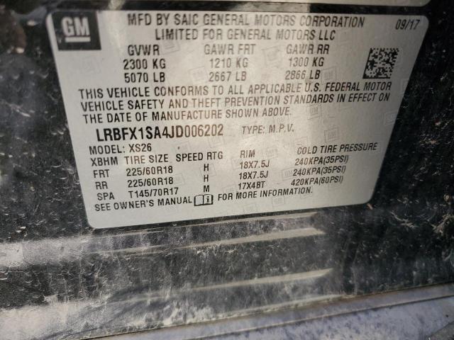 LRBFX1SA4JD006202 - 2018 BUICK ENVISION ESSENCE Սև լուսանկար 13