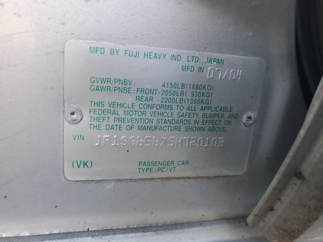 JF1SG656X5H720103 - 2005 SUBARU FORESTER 2.5XS Сріблястий фото 12