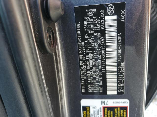 4T1BE46K89U355493 - 2009 TOYOTA CAMRY BASE GRAY photo 13