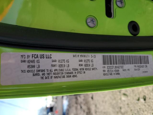 2C3CDZFJ9KH627322 - 2019 DODGE CHALLENGER R/T SCAT PACK GREEN photo 13