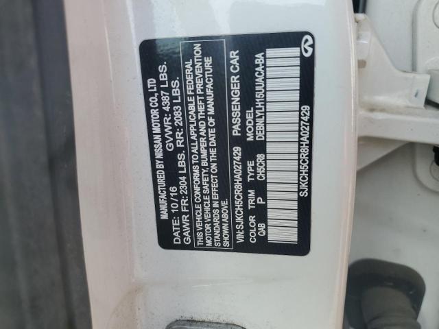 SJKCH5CR8HA027429 - 2017 INFINITI QX30 BASE თეთრი ფოტო 12