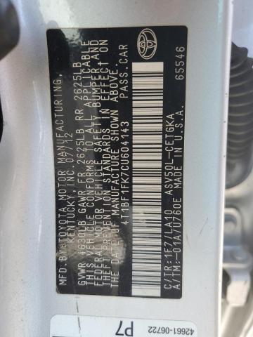 4T1BF1FK7CU604143 - 2012 TOYOTA CAMRY BASE 银色 照片 12