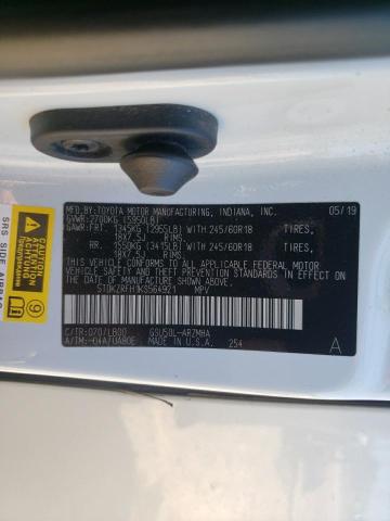 5TDKZRFH1KS564921 - 2019 TOYOTA HIGHLANDER SE WHITE photo 14
