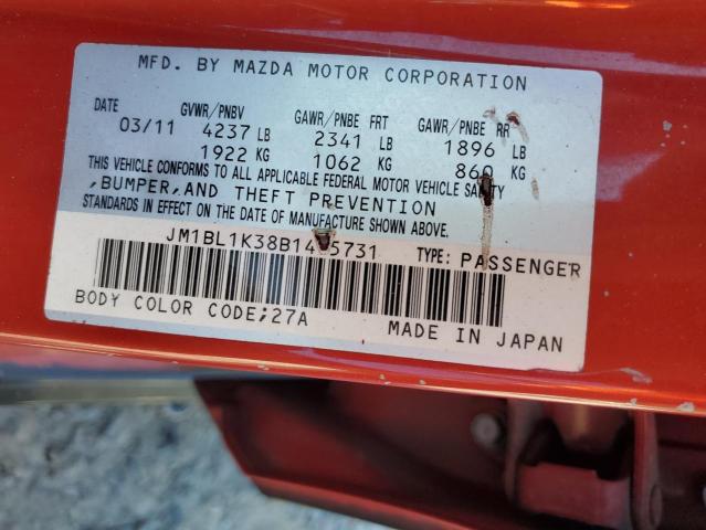 JM1BL1K38B1475731 - 2011 MAZDA SPEED 3 შავი ფოტო 12