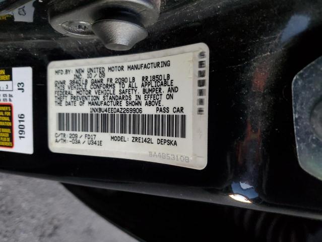 1NXBU4EE0AZ269906 - 2010 TOYOTA COROLLA BASE BLACK photo 13