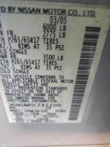 5N1AR18W95C745100 - 2005 NISSAN PATHFINDER LE GRAY photo 13