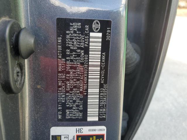 4T1BE46K89U382080 - 2009 TOYOTA CAMRY BASE GRAY photo 13