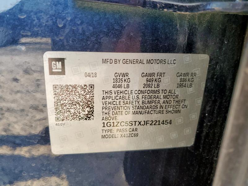 1G1ZC5STXJF221454 - 2018 CHEVROLET MALIBU LS Синій фото 12