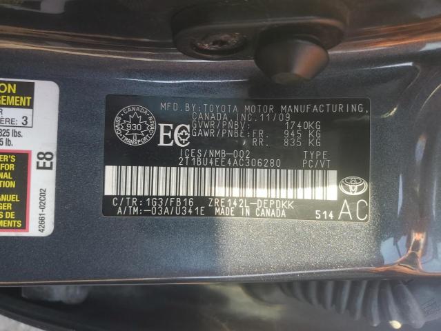 2T1BU4EE4AC306280 - 2010 TOYOTA COROLLA BASE Szary zdjęcie 13