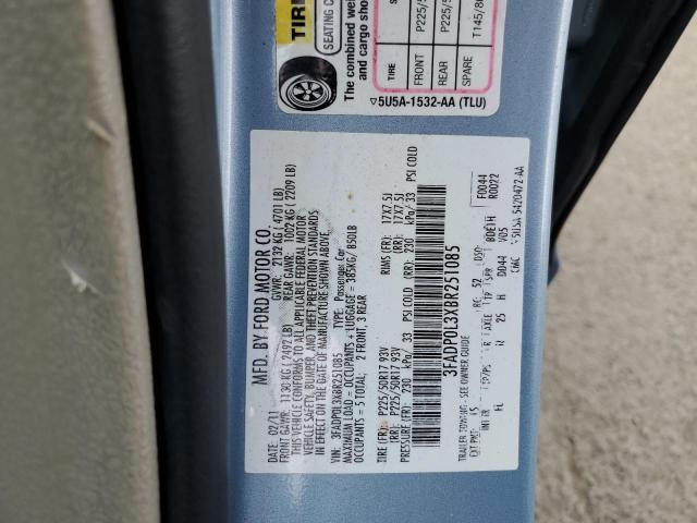 3FADP0L3XBR251085 - 2011 FORD FUSION HYBRID BLUE photo 12