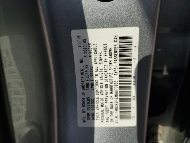 1HGCR2F5XHA077855 - 2017 HONDA ACCORD SPORT SILVER photo 13