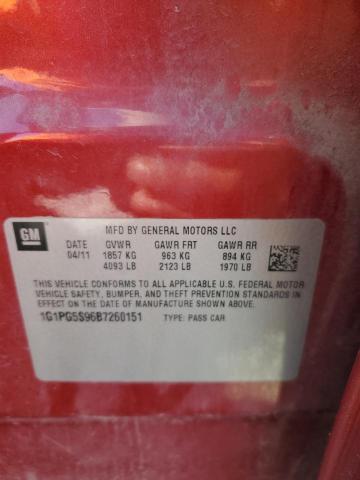 1G1PG5S96B7260151 - 2011 CHEVROLET CRUZE LT Қызыл фото 12