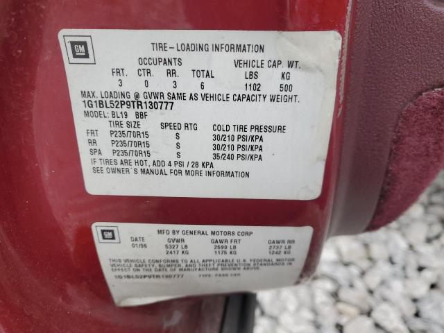 1G1BL52P9TR130777 - 1996 CHEVROLET CAPRICE / CLASSIC SS BURGUNDY photo 12