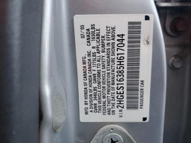 2HGES16385H617044 - 2005 HONDA CIVIC DX VP Silber Foto 12