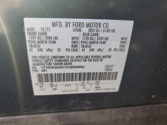 1FM5K8D87GGB90682 - 2016 FORD EXPLORER XLT BLUE photo 13
