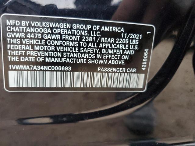 1VWMA7A34NC006693 - 2022 VOLKSWAGEN PASSAT R-LINE Qara foto 12