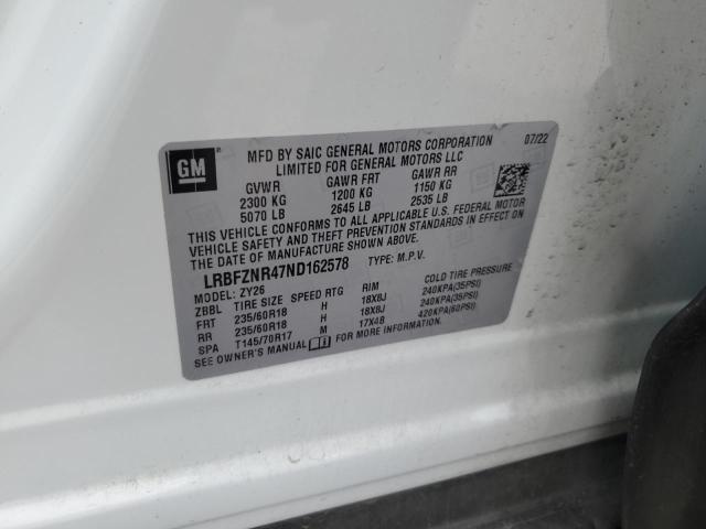 LRBFZNR47ND162578 - 2022 BUICK ENVISION ESSENCE Սպիտակ լուսանկար 13