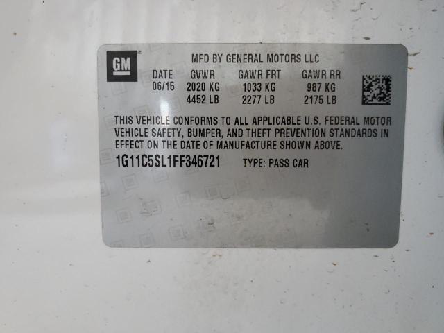 1G11C5SL1FF346721 - 2015 CHEVROLET MALIBU 1LT Ақ фото 12