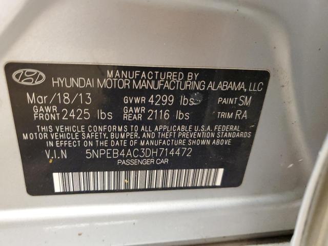 5NPEB4AC3DH714472 - 2013 HYUNDAI SONATA GLS SILVER photo 12