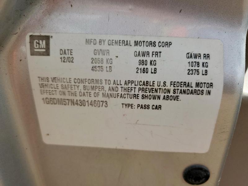 1G6DM57N430146073 - 2003 CADILLAC CTS SILVER photo 12