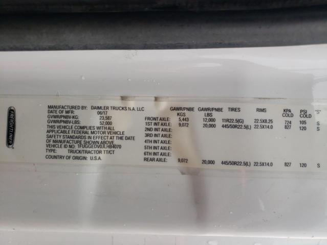 1FUGGEDV0JLHB4070 - 2018 FREIGHTLINER CASCADIA 1 Blanco foto 10